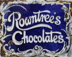 Advertising enamel Sign `Rowntree`s Chocolate`. This is the scarce `fancy lettering` example,