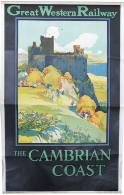 GWR Poster, "The Cambrian Coast", by H R Wilkinson, D/R size. Beautiful image of Castle