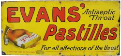 Advertising enamel Sign `Evans Antiseptic Throat Pastilles For All Affections Of The Throat`, 24"