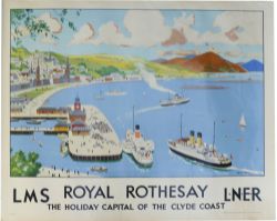 LMS/LNER Poster `Royal Rothesay - The Holiday Capital of the Clyde Coast` by Cecil King, Q/R size. A