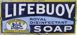 Advertising enamel Sign `Lifebuoy Royal Disinfectant Soap - Lever Bros, Soapmakers To HM The Queen`,