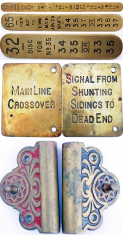 GWR brass Signal Box Lever Plates, x 3 to include a huge 21" example with not only number 15 Down