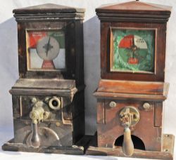 A pair of Midland Railway mahogany cased Pegging Block Instruments, one having the larger back-