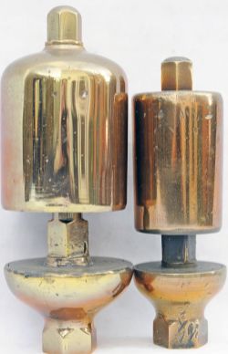 GWR Locomotive Whistles, a pair comprising small and large. The small one is stamped with company