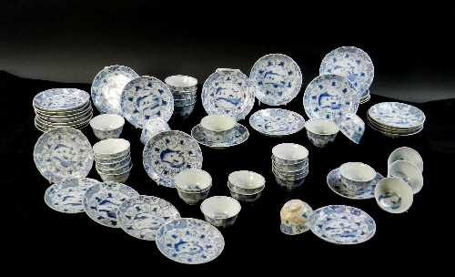 Ca Mau: Thirty landscape panel and trellis pattern tea bowls and saucers, circa 1725, painted in