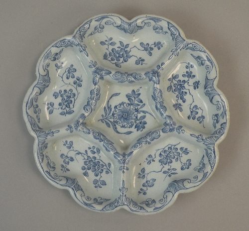 A good London delftware pickle or sweetmeat dish, circa 1750-60, press-moulded with a central