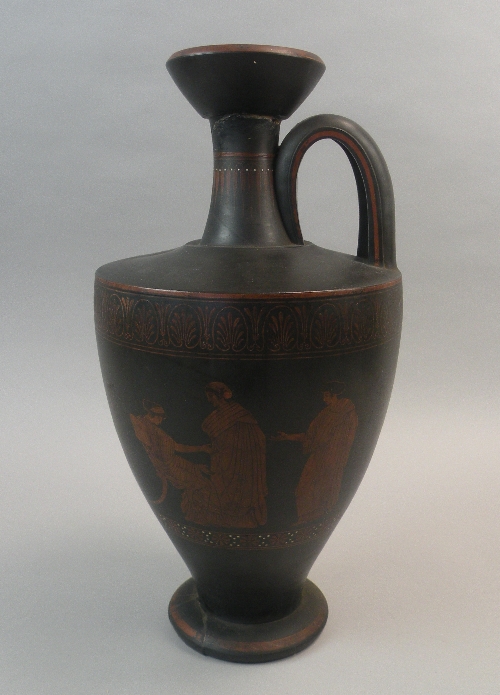 A large Athenian style basalt earthenware vase, 19th century, decorated in the manner of Wedgwood