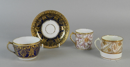 A group of Miles Mason porcelain, early 19th century, comprising a bute-shaped teacup and saucer,