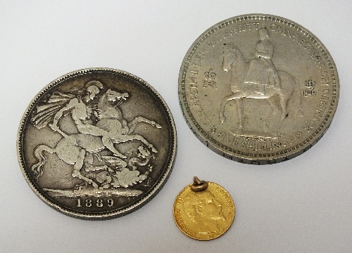 A small assorted collection of British and foreign gold silver, cupro nickel and bronze coinage