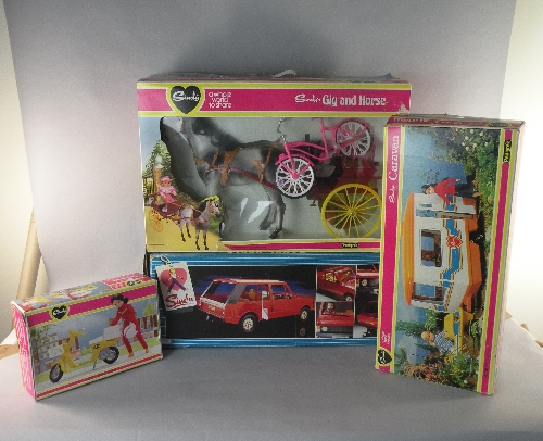 A group of four boxed Sindy doll accessories, a Sindy Gig and Horse complete in window box, also