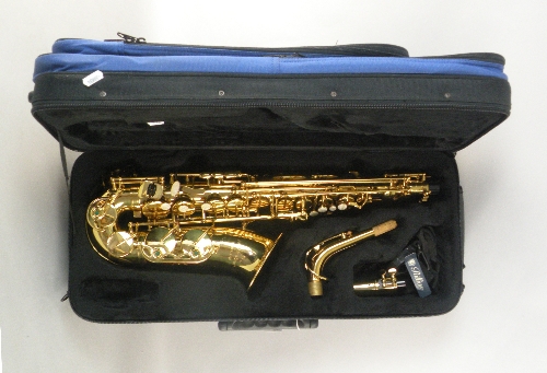 A cased saxophone by Arnolds & Sons, model ASA 100 the instrument in fitted case complete with mouth