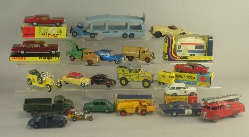 A group of boxed and unboxed die cast models, items include a boxed Dinky No.173 Pontiac Parisienne,