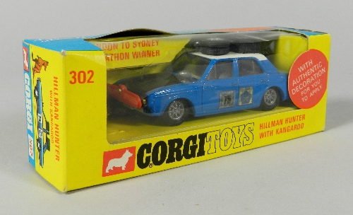 A Corgi Toys boxed No.302 Hillman Hunter, the London to Sydney Marathon winner, the model complete