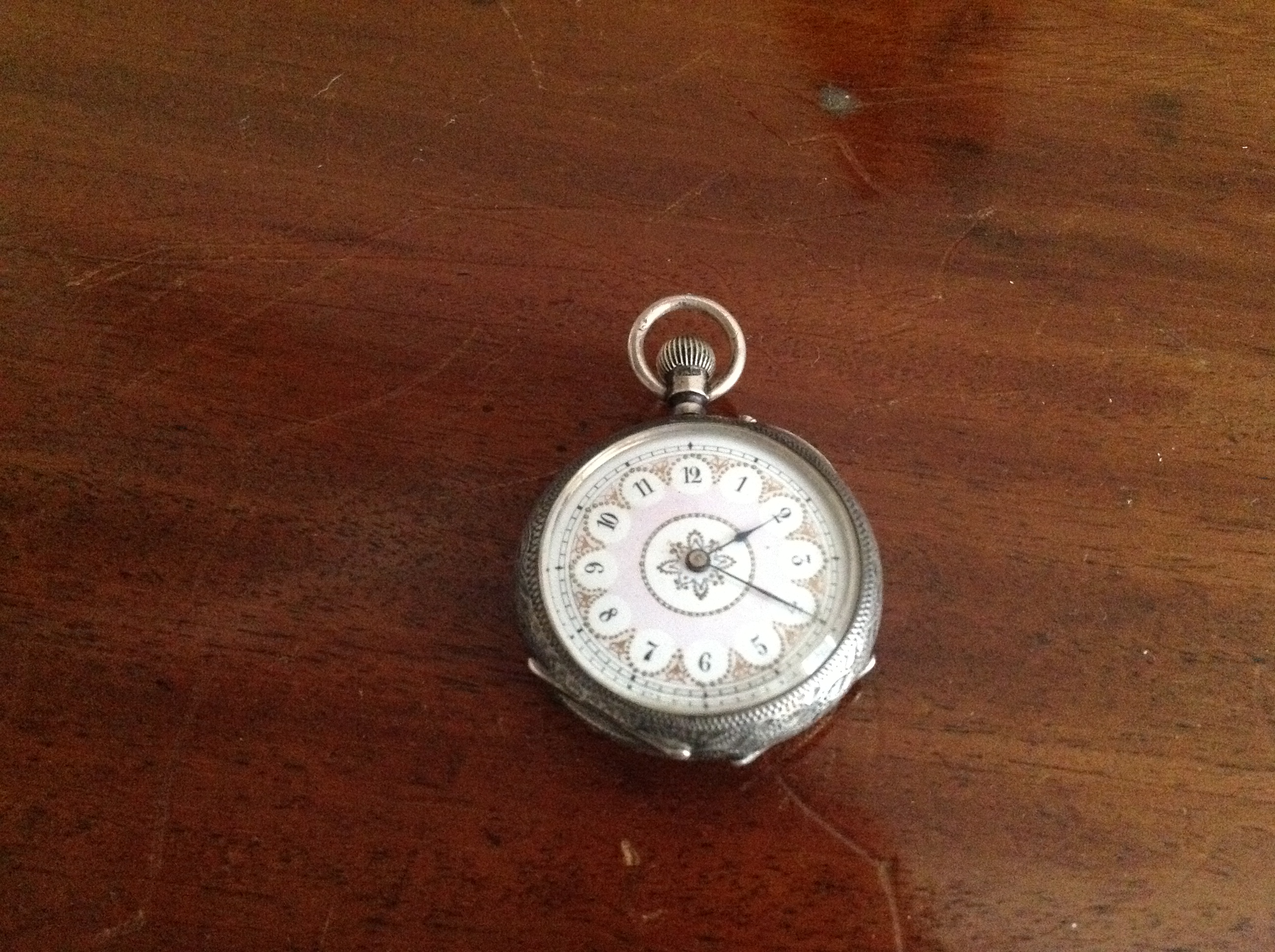 Silver and enamel ladies fob watch.