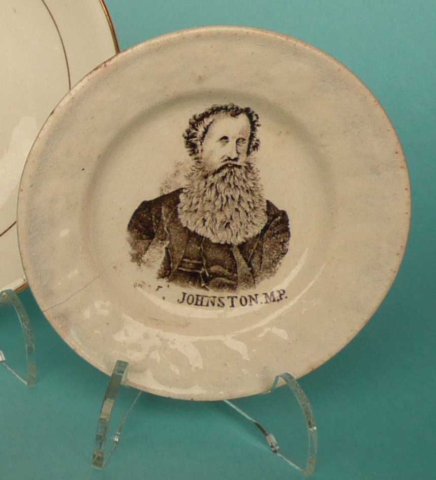 commemorative / commemorateWilliam Johnston MP: a nursery plate the border indistinctly moulded with