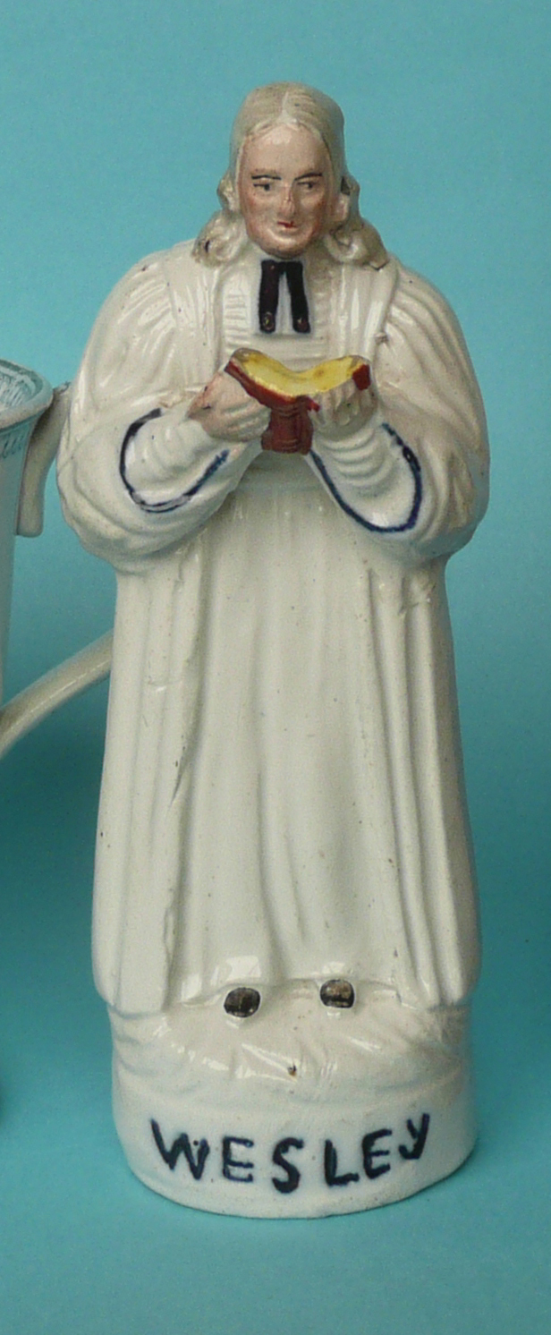 commemorative / commemorateWesley: a Staffordshire pottery figure, depicted standing on a named