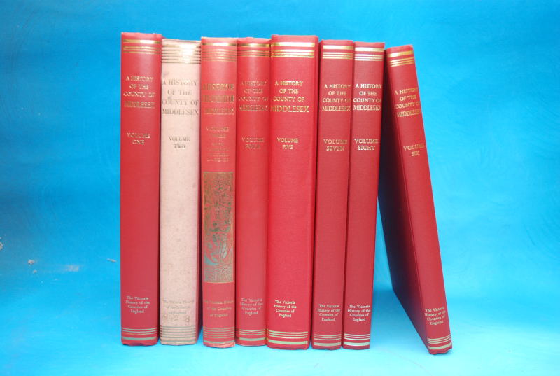 VICTORIA HISTORY OF THE COUNTIES OF ENGLAND, MIDDLESEX VOLUMES ONE TO EIGHT, VOL. TWO FADED AT THE