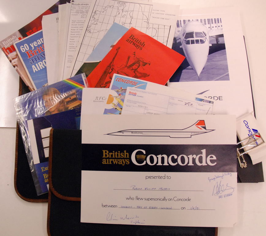 SELECTION CONCORDE MEMORABILIA, THREE WALLETS WITH FLIGHT STATIONERY AND SOUVENIRS (QTY)