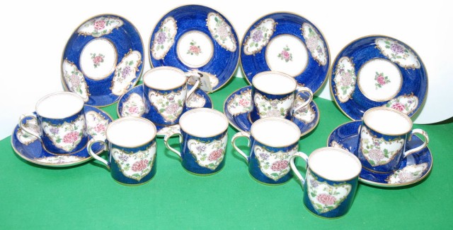 SET OF EIGHT STAFFORDSHIRE CUPS AND SAUCERS