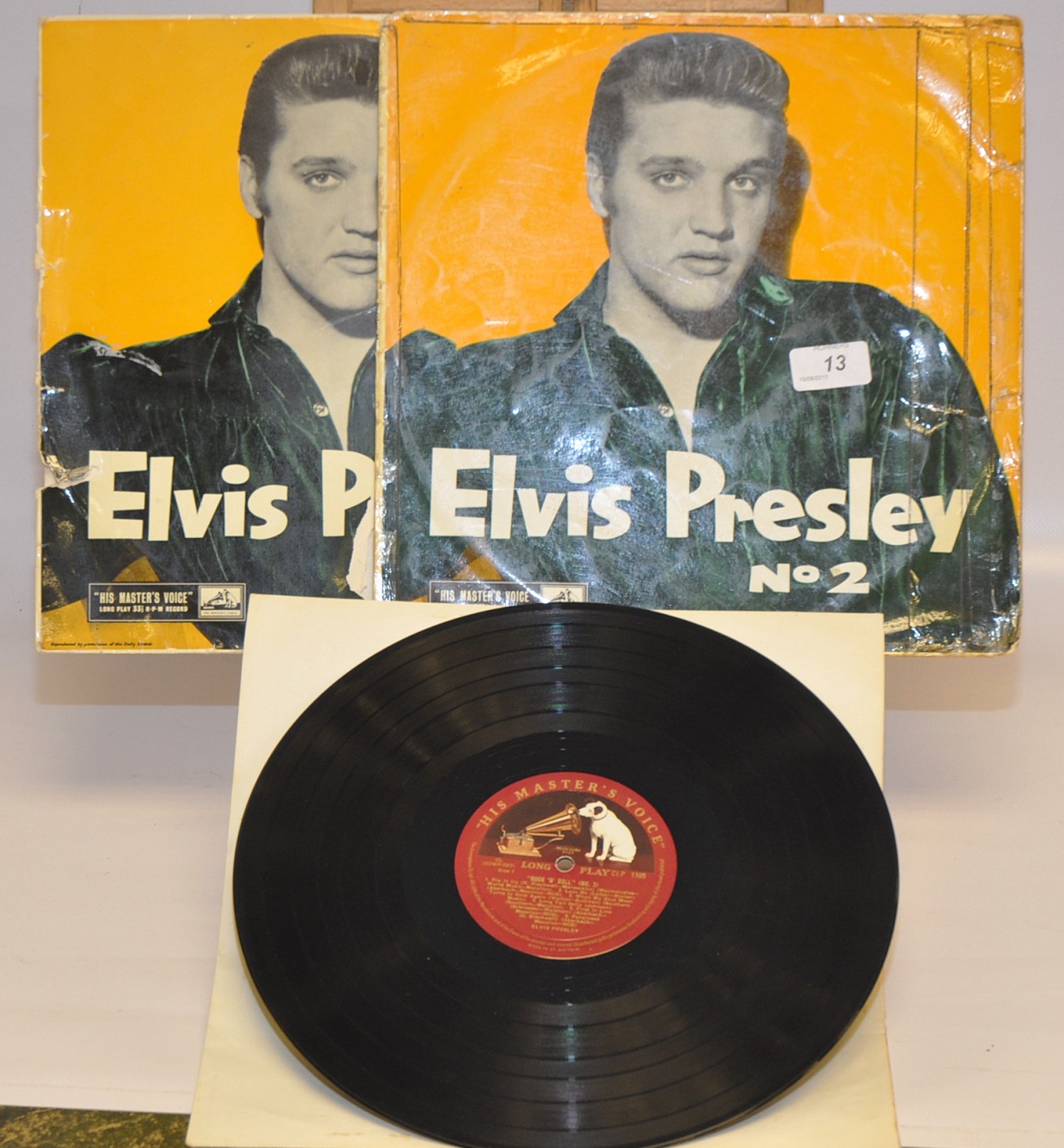 `ELVIS PRESLEY NO. 2` - HMV LP LABEL - MATRIX CLP1105 (TAPE REPAIRS). PLUS ANOTHER COPY (SUBSTANTIAL