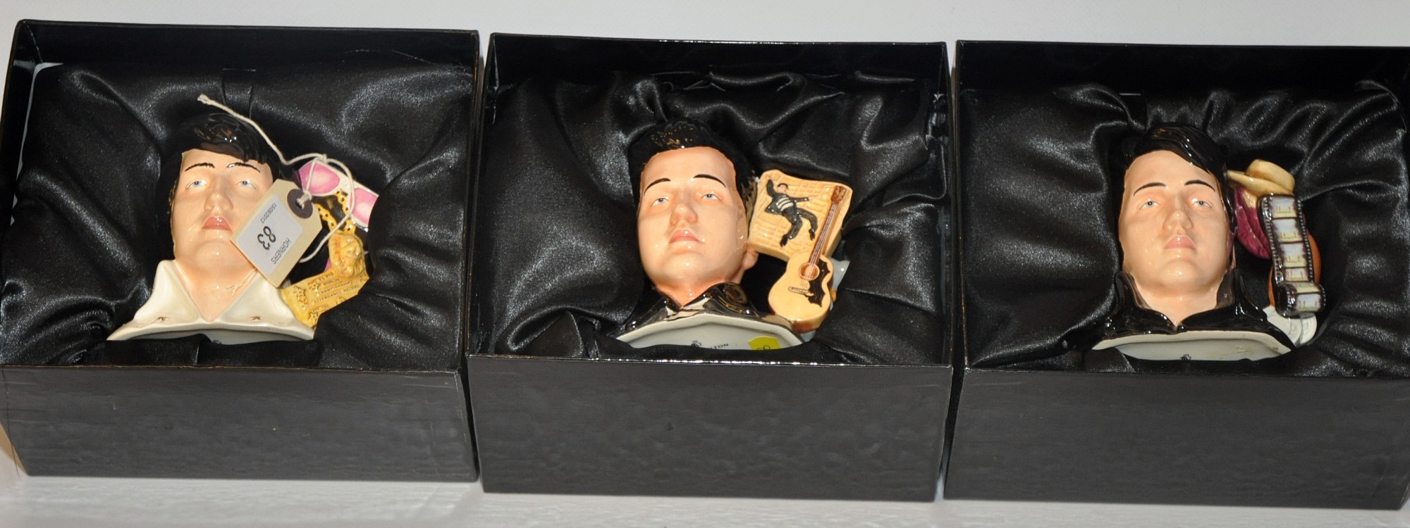 THREE BOXED ROYAL DOULTON ELVIS SIGNATURE CHARACTER JUGS EP16, EP14, EP15 - TO COMMEMORATE 30