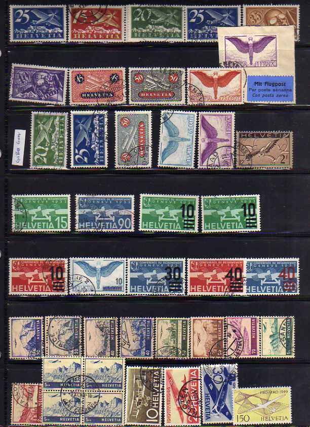 SWITZERLAND:  BOX WITH COLLECTIONS IN SIX ALBUMS AND LOOSE, MINT, USED, FDC, AIRS, CHARITY ETC. (