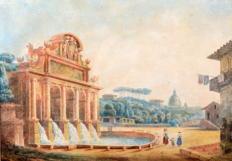 George Cooper (fl. 1792-1830)The Fontana dell`Acqua Paola, Mount Gianicolo, Romepencil and