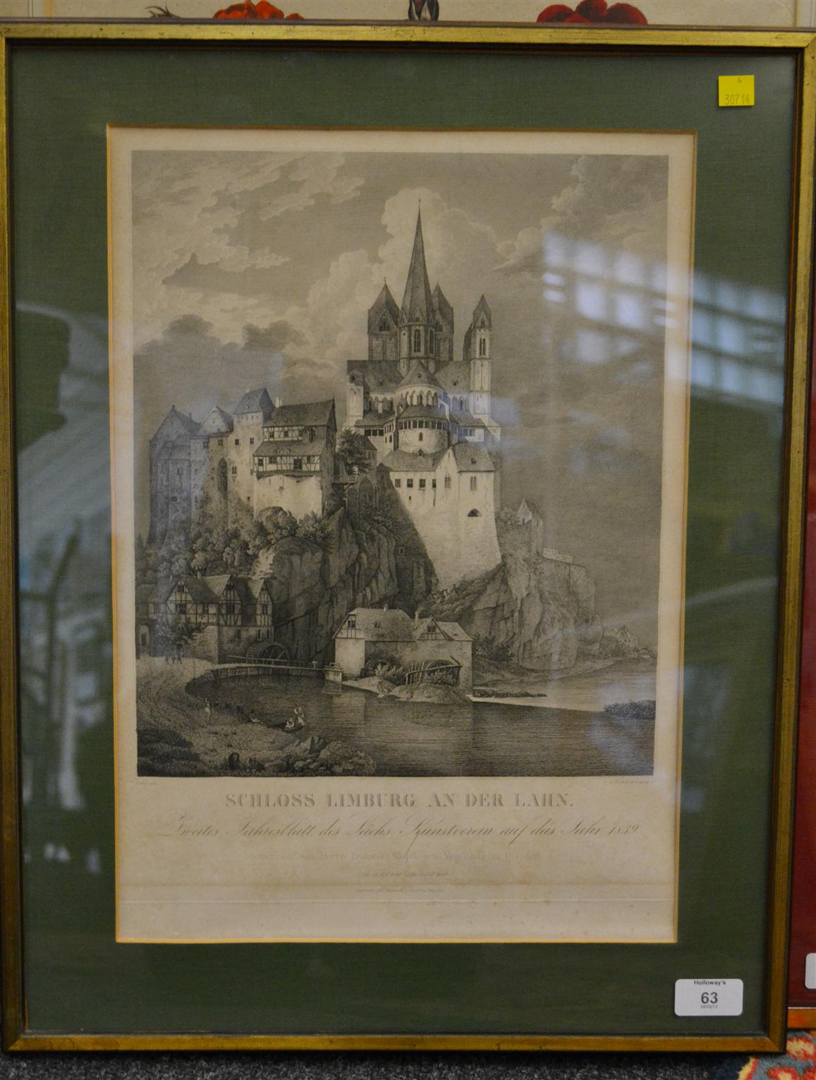 C. Peschel (German, 19th century), after J. G. Pulian`Schloss Limburg an der Lahn`engraving34 x 28.5