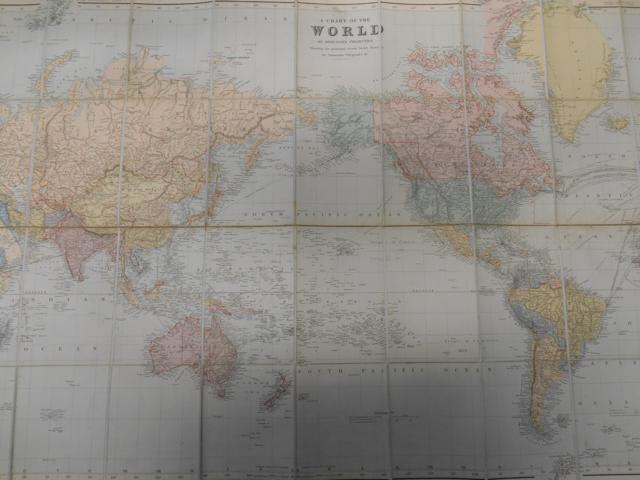 Edward Stanford - A Chart of the World on Mercator's Projection - a forty sectioncanvas folding