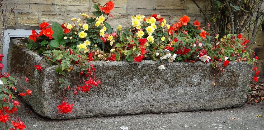 A fine 19th Century unusually large rectangular carvedSandstone FLOWER TROUGH 78" by 31" 18" high