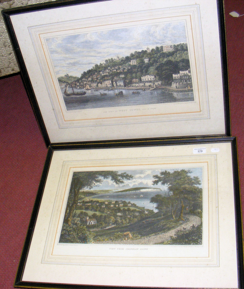 A pair of large hand-coloured GEORGE BRANNON Isle of Wight engravings - “View from Shanklin Down”