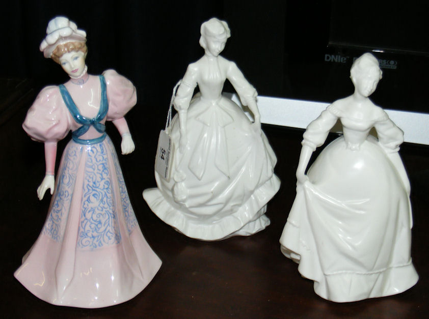 A Coalport figurine, together with two Worcester figurines