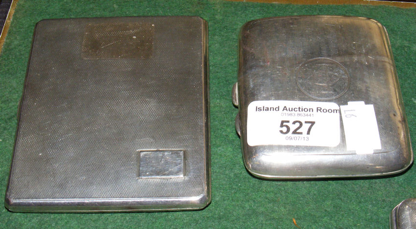 One engine turned and one other silver cigarette case