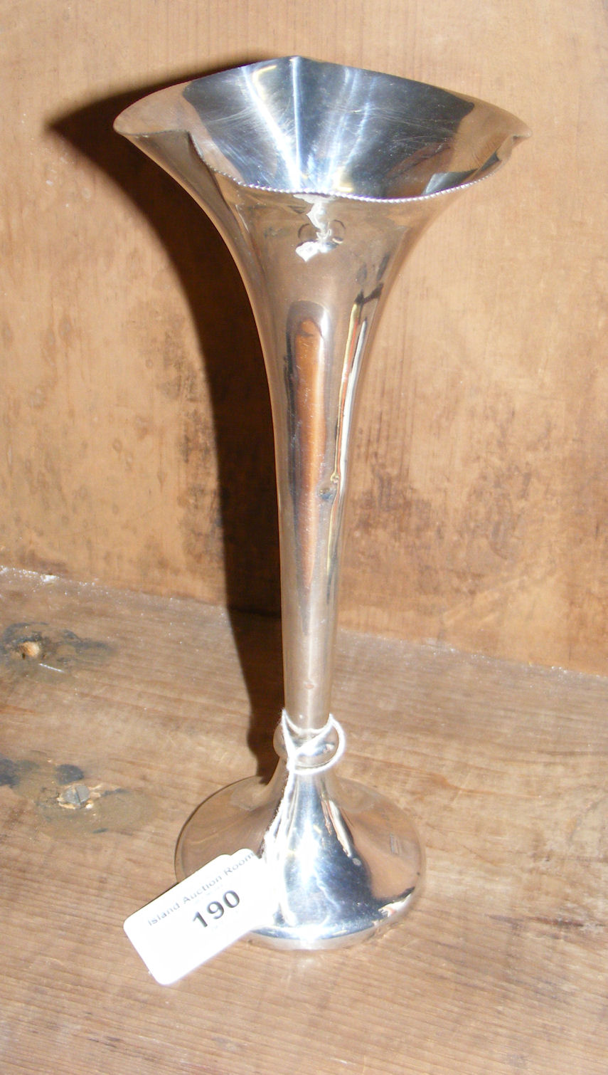 A weighted silver trumpet vase - 22cm