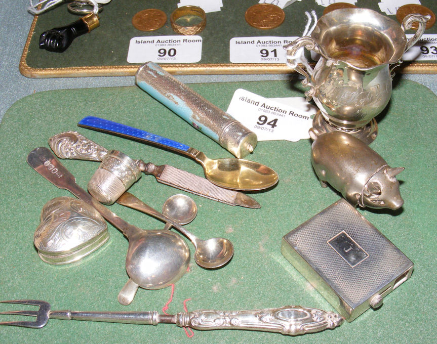 A small two handled silver trophy etc.