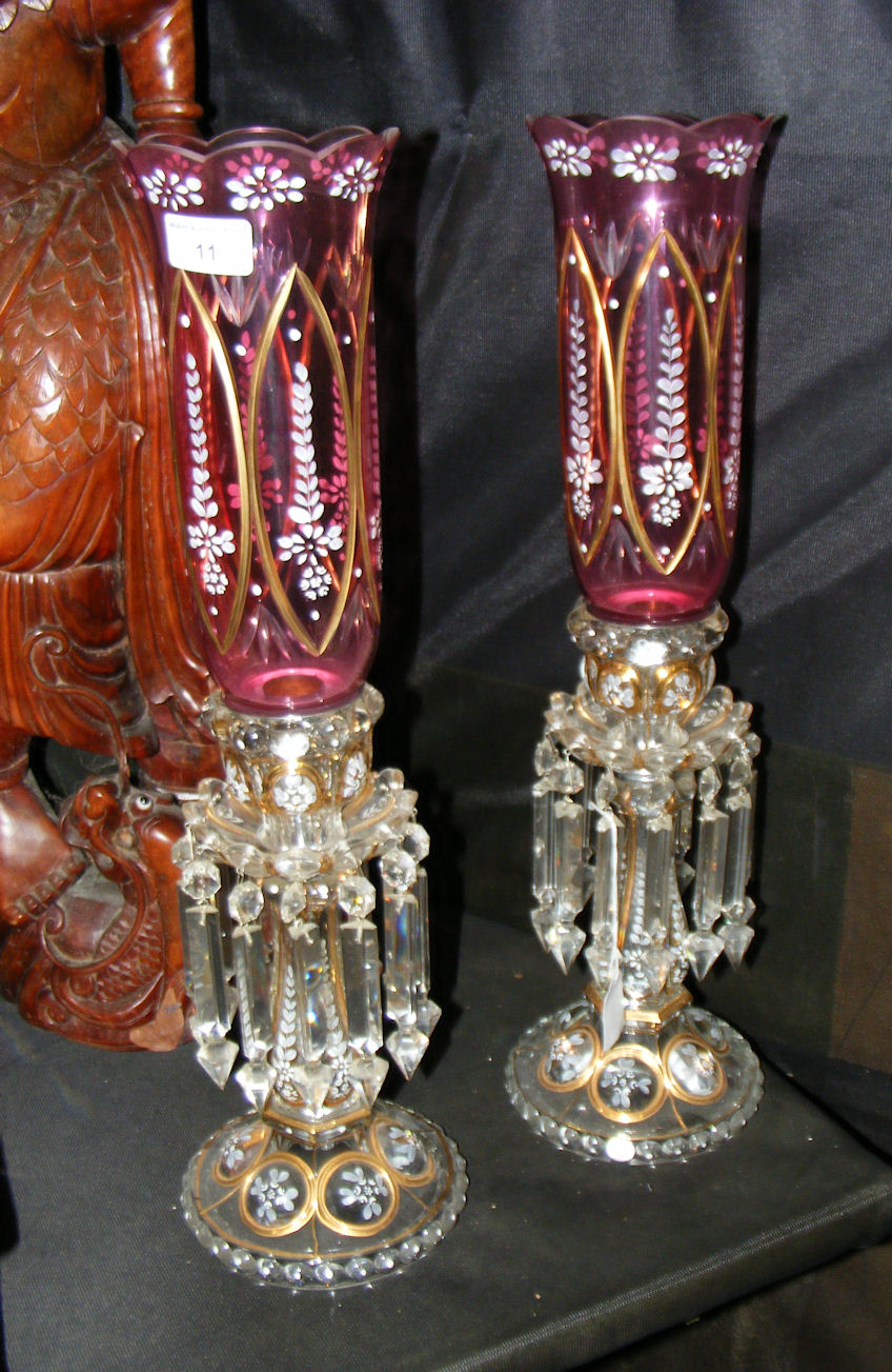 A pair of decorative Victorian style glass lustres
