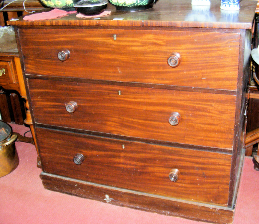 A Victorian mahogany three drawer chest