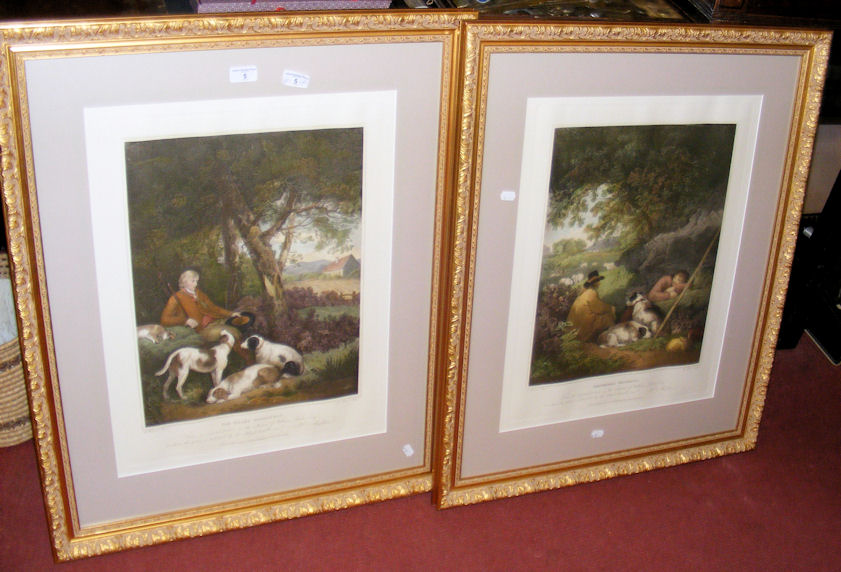 A pair of GEORGE MORLAND engravings - “The Weary Sportsman” and “Shepherds Reposing”