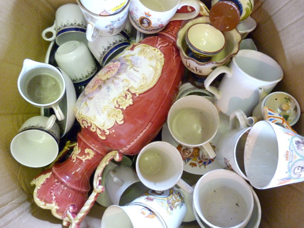 A Large Collection of Ceramics, to include a Victorian two-handled vase and items of commemorative