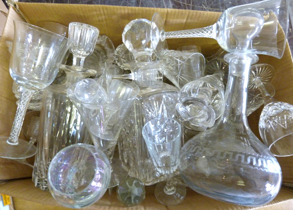 A Large Collection of Glassware, to include three decanters with stoppers and a collection of