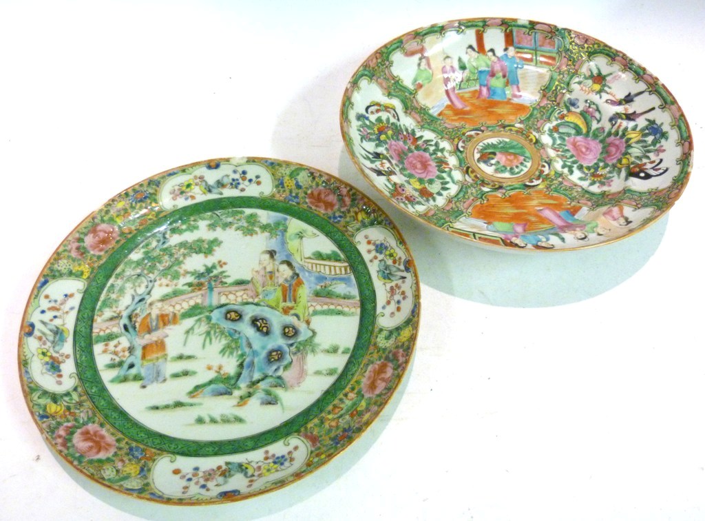 A Late 18th Early 19th Century Canton Dish, together with another similar Canton plate