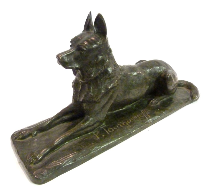 Peter Nicholaevich Tourguenoff 1854-1912, a patinated bronze model in the form of a German Shepherd,