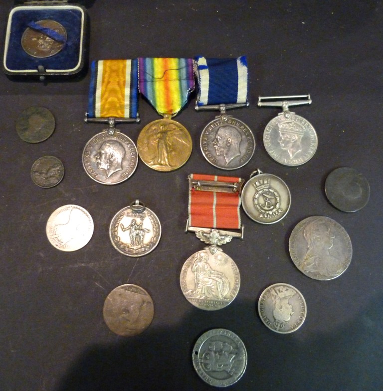 A WWI Trio, and a George V Meritorious Service Medal, awarded to C.P.O. Chris Boniface, together