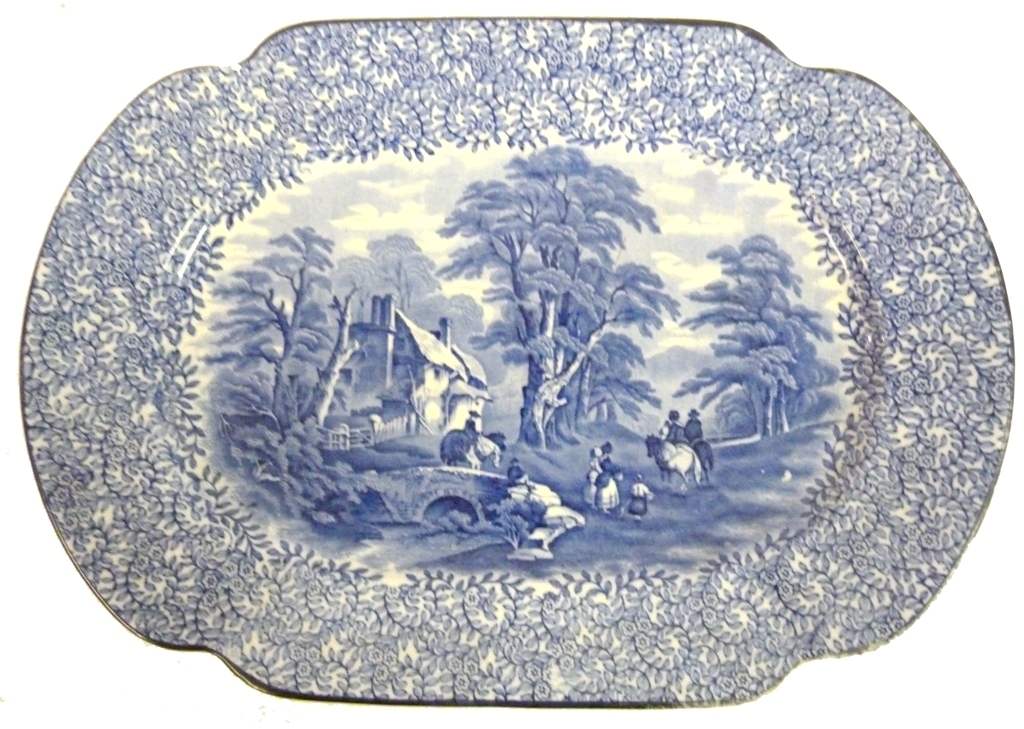 A Fenton China Underglaze Blue Decorated Meat Platter