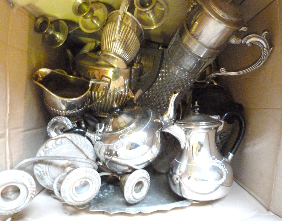 A Collection of Silver Plate, to include a claret jug, three branch candelabra and other items