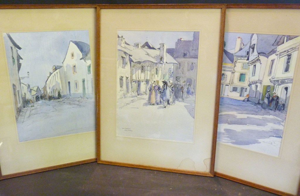 Iain MacNab, 1890-1967, England Brittany Scenes, a group of three watercolours, 37 x 27cms
