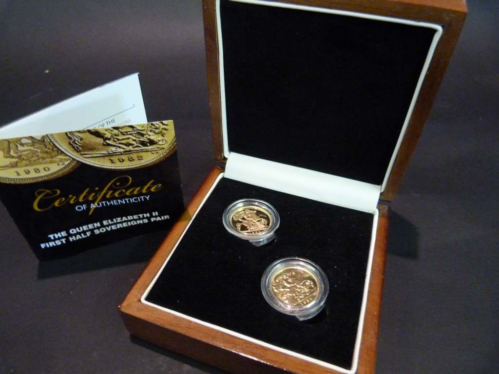 A Queen Elizabeth II Gold Half Sovereign, dated 1980 together with another similar gold half