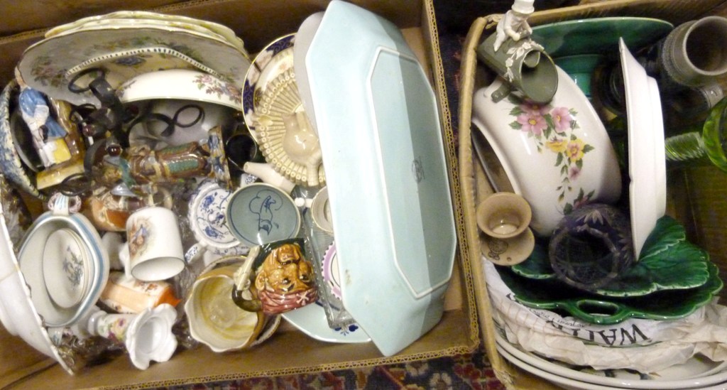 A Collection of Ceramics, to include a Doulton character jug and other items within two boxes