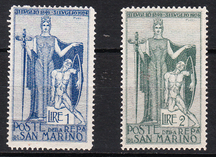 San Marino 1924 Garibaldi, 1 Lire + 2 Lire m/mint, SG105/6.