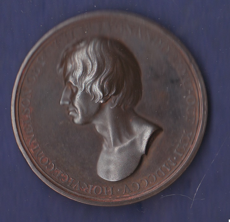 Admiral Lord Nelson 1805 Battle of Trafalgar copper medal by Thomas Webb, 53mm, AEF.